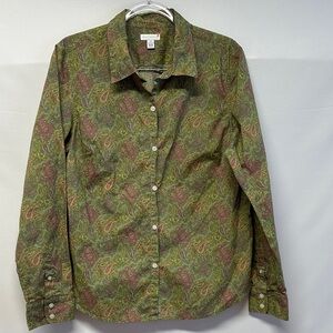 Charter Club Paisley Print Button Down Cotton Career Shirt 16